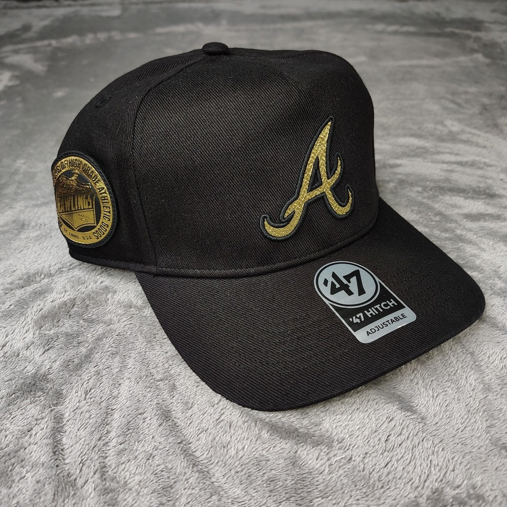 '47 Brand x Rawlings Atlanta Bravesโ Black Gold Leather Hitch Snapback Hat NWT